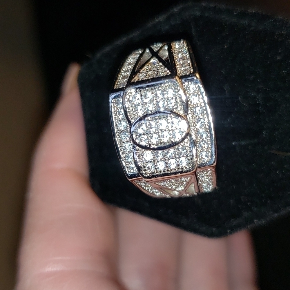 STERLING silver and Cubic Zirconia ring multi stone size 8.5